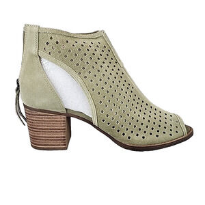 Dirty Laundry Women's Suede Open Toe Tessa Ankle Boots Sage Size 11